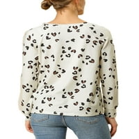 Уникатни поволни цени, женски леопард леопард печати долги ракави меки блузи