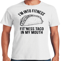 Графичка Америка смешна сум во фитнес, фит-тако во мојата уста графичка маица за мажи