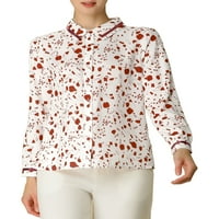 Единствени поволни цени, женски цветни печати со долги ракави кошула, случајно копче до блуза