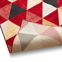 Добро ткаена мистика Алвин со модерна геометриска црвена боја 3'11 5'3 килим во областа