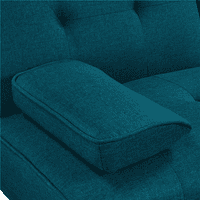 Лесен за конвертибилен футон софа кревет со хром метални нозе и држачи за чаши, аква сина боја