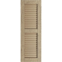 Ekena Millwork 15 W 76 H Rustic Two Two Equal Louver Rough Sawn Fau Wood Sulters, Prided Tan