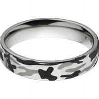 Рамен титаниумски прстен со црно -бел ласерски шема на камо