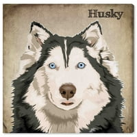 Wynwood Studio Animals Wall Art Canvas Prints 'Husky' кучиња и кутриња - сива, бела