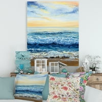 DesignArt 'Океански бранови на изгрејсонце' Наутичко и крајбрежно платно Wallидно печатење