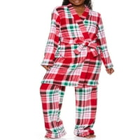 Sleep & Co. Women'sенски и женски плус кадифен наметка и панталони за пижами за пижама, 2 парчиња пижама,