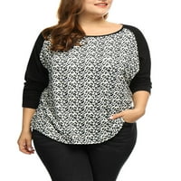 Уникатни поволни цени, женски плус големина Топ со долги ракави опуштена маица блуза