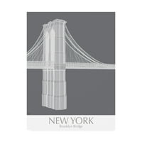 Трговска марка ликовна уметност „Newујорк Бруклин мост монохроматски“ платно уметност од Фаб Фанки
