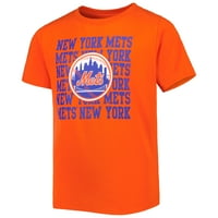 Младинска портокалова Newујорк Метс повторувајте маица за лого
