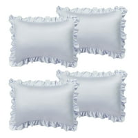 Уникатни поволни цени 4-парчиња сатенски разгалени перници за перници, кралица, сребро