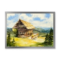DesignArt „Стара куќа на лето со мирен пејзаж“ Традиционален врамен уметнички принт