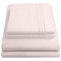 Слатка домашна колекција серија за постелнина - Дополнителен мек микрофибер длабок џеб сет - бледо розов,