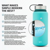 Едноставно модерно шише за вода на Самит од 14oz Кид + Дополнителен капак - Вакуум запечатен широк уста за