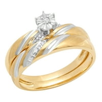 10K златен дијамант акцент трио ангажман прстен невестински сет женски и прстен за ангажман на жени и бенд