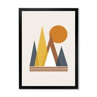 DesignArt 'Sun and Mountain Abstract' Модерно врамен уметнички принт