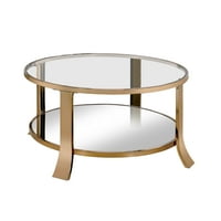 Мебел на Америка Гладиди современа стаклена табела со крајна рунда, шампањ