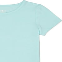 Атлетска работа со цврста маица за кратки ракави за девојчиња, големини 4- & плус