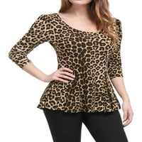 Уникатни поволни цени за женски затегнати маички за печати за печатење на леопард блузи