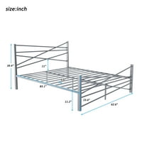 Аукфа модерна целосна метална рамка за кревети - со чаршав и складирање под кревет - Цврст метал Слат - сребро