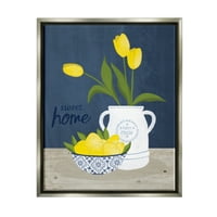 СТУПЕЛ ИНДУСТРИИ слатка домашна фарма свежа жолта земја лалиња лимони графички уметности сјај сиво лебдечки врамен платно печатење wallидна уметност, дизајн од Нин?