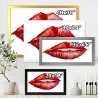 DesignArt 'Ден на вinesубените Ден на црвени женски усни' модерен врамен уметнички печати