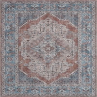 Обединети ткајачи шарм мирот традиционална гранична област килим, сина, 10'6 13'2
