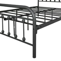 Платформа метален кревет, рамка за кревети во гроздобер стил, фондација, подножје и тешки челични плочи, полни,
