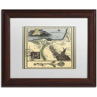Трговска марка ликовна уметност „Египет мапа“ платно уметност од Ник Банток, бел мат, рамка од дрво