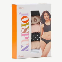 Oyојспун женски беспрекорни гаќички за бикини, 6-пакувања, големини XS до 3XL