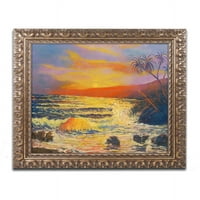 Трговска марка ликовна уметност Maui Sunset Canvas Art by Manor Shadian, златна украсна рамка