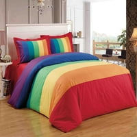 Уживајте во Home Rainbow Comforter Постави големина на кралицата со црвена обвивка
