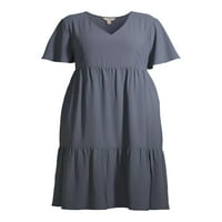 Terra & Sky Women's Plus Size Size Shate Relaive ткаен нивоа макси фустан