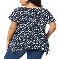 Уникатни поволни цени на блуза плус Блуза, неправилна постела, цветна обична пиплум врв