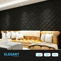 Art3d 19. 19.7in 3D декоративни pvc wallидни панели во црна боја